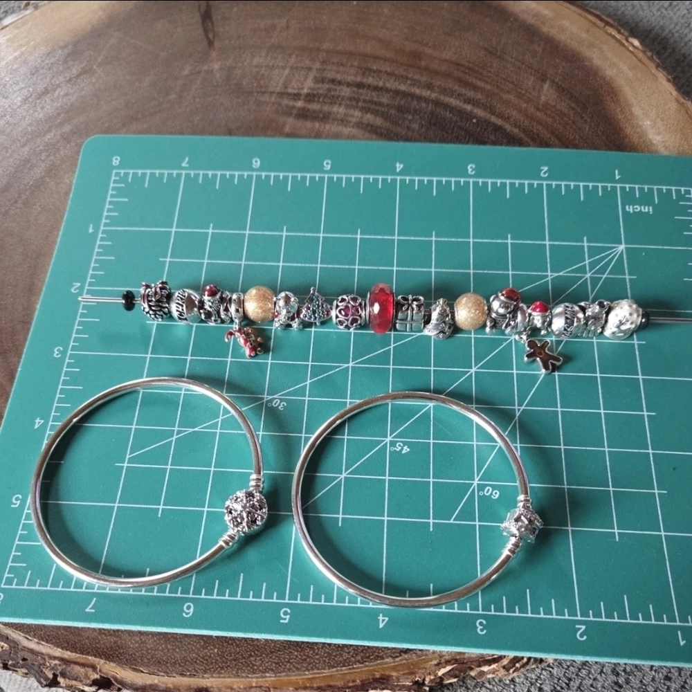 Pandora Christmas Themed 18 Charms With 2 Bracelets Set Size 7.5